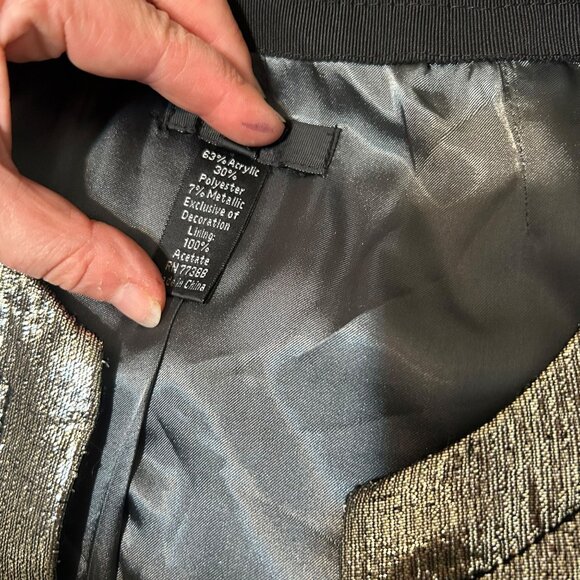 Metallic Gold Lame Jacket 8 Party Classic Retro Vintage Pocket J.Crew Collection - Picture 7 of 7